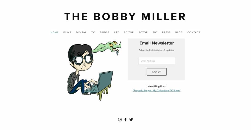 filmmaker email marketing homepage