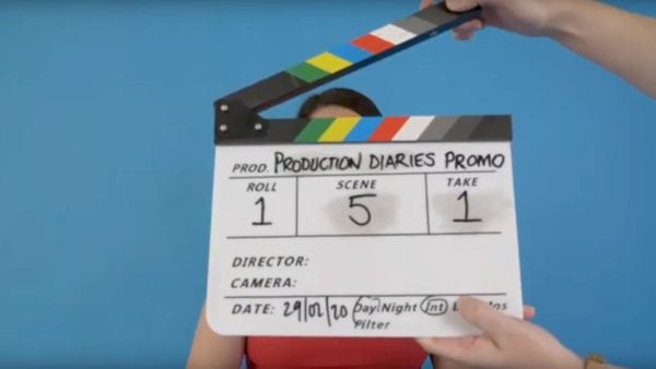 clapperboard for short film production diaries