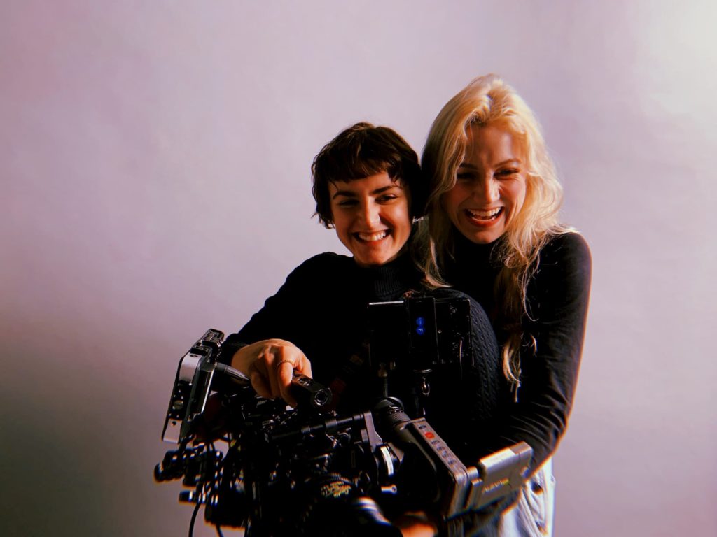 katie sadler with filmmaker and camera