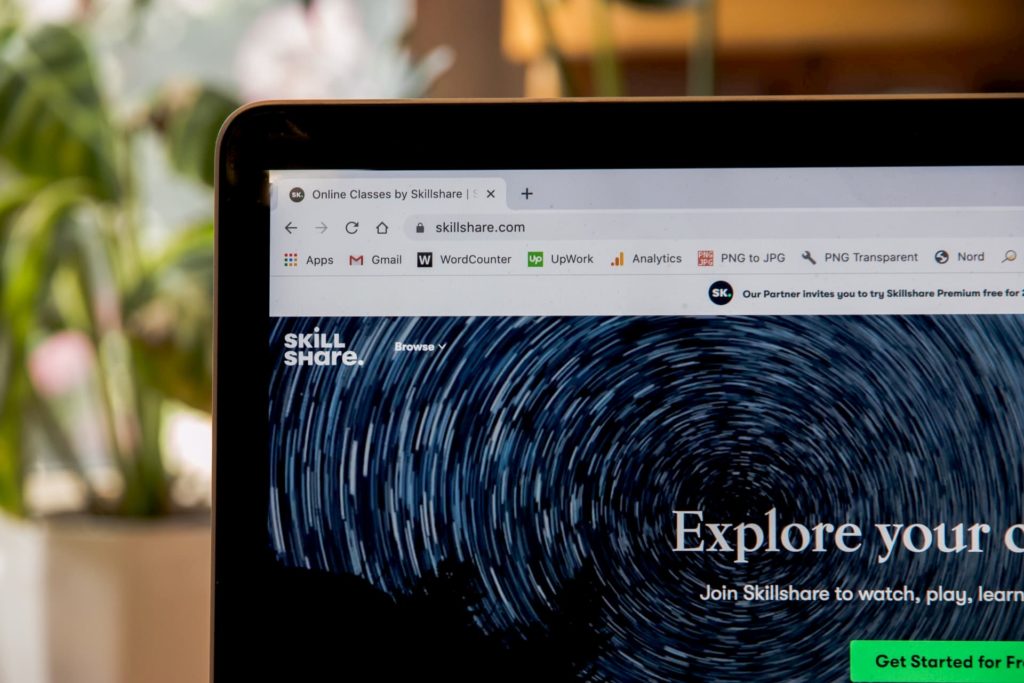 skillshare homepage on laptop for filmmaking