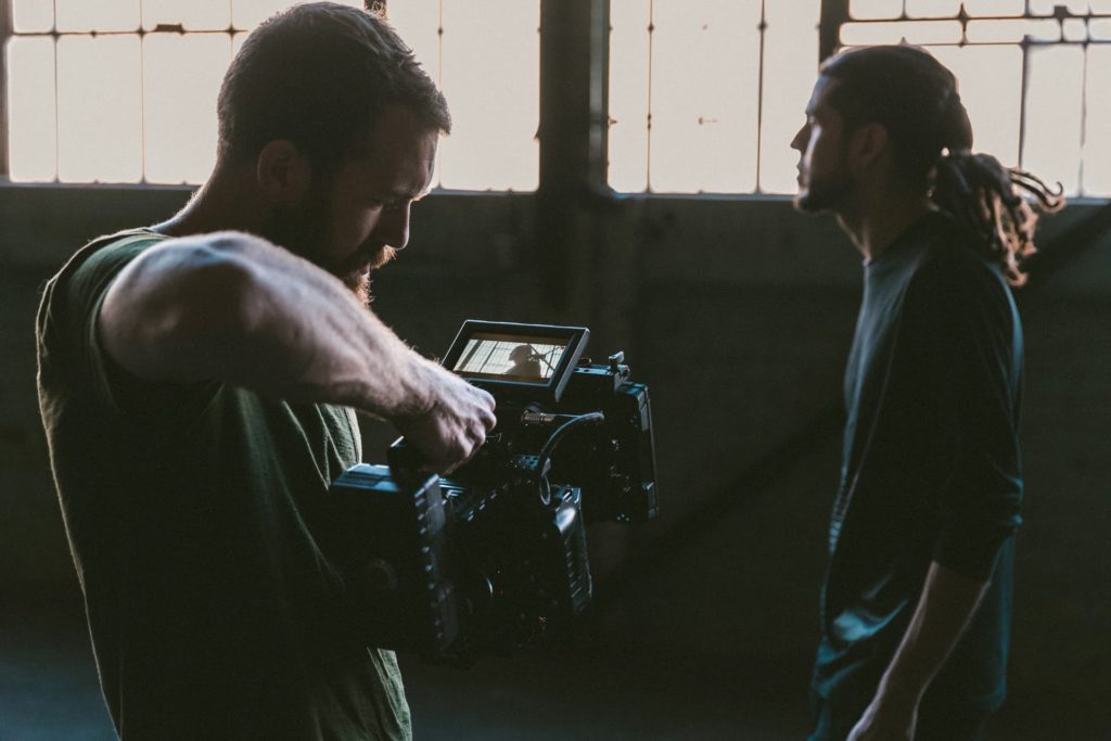 Filming a scene in a music video