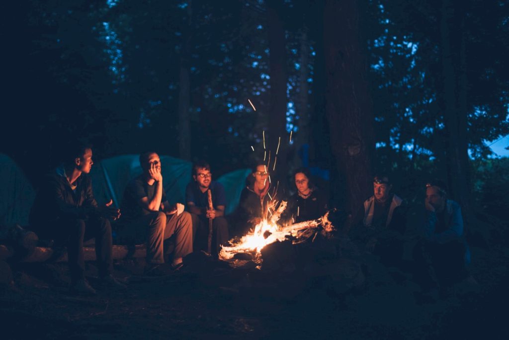 Telling a story around the camp fire