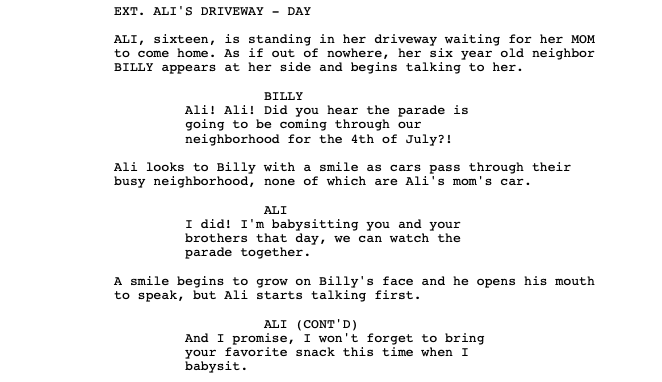 Example of structuring dialogue in a screenplay film fund