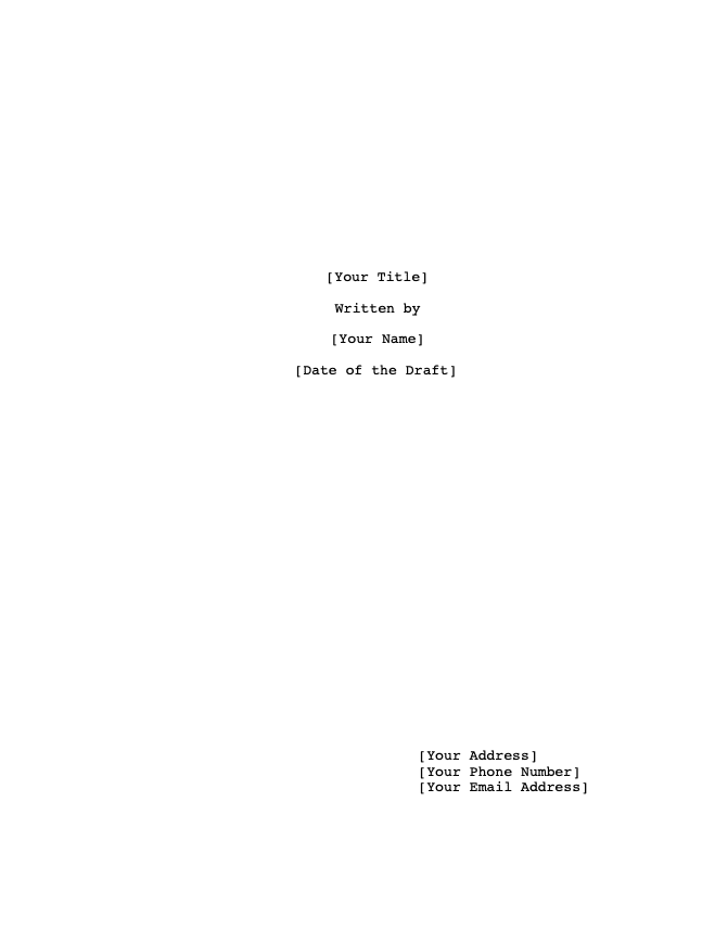 title page of screenplay film fund