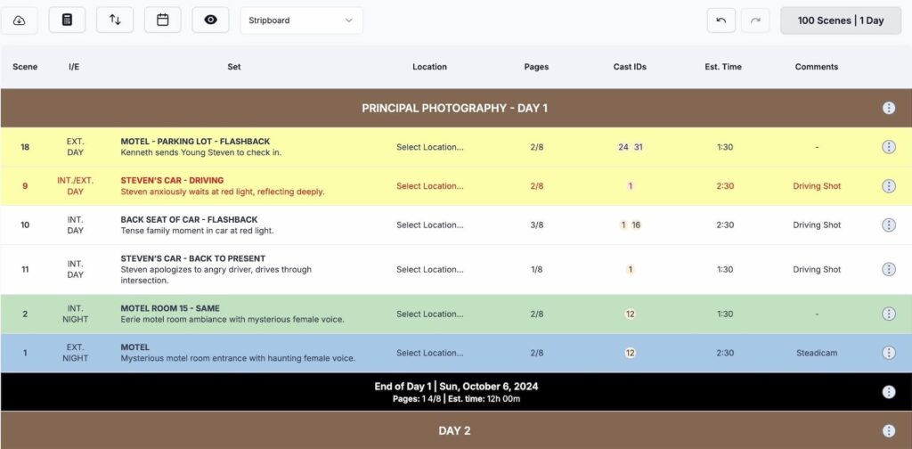 shamel studio film schedule